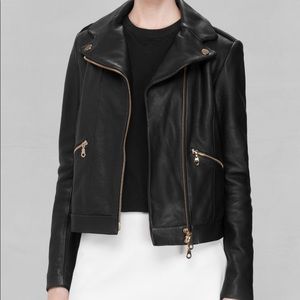 & Other Stories Black Leather Jacket Gold Hardware